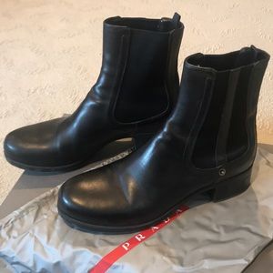 Prada black leather boots